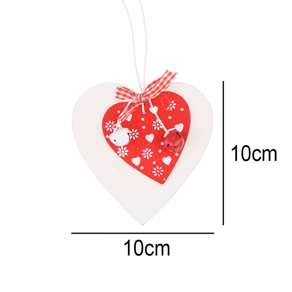 Heart-Red 3 шт./компл. 2 стиля Творческие деревянные ложки с Bell Кулоны из нержавеющей стали рождественские украшения Рождественская серия украшения Изделия из дерева DIY Декор - Цвет: Heart-Red