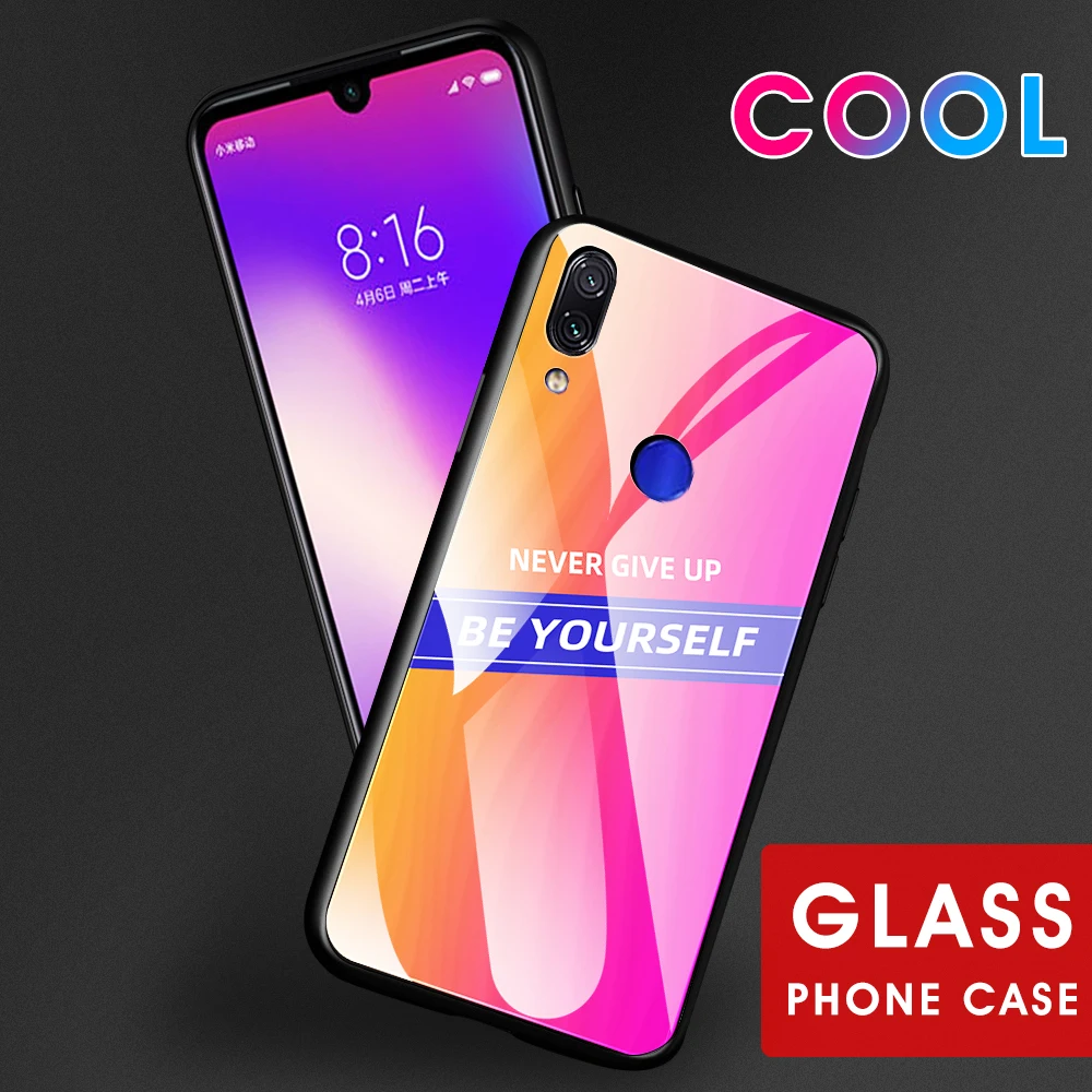 Стеклянный чехол для Xiaomi Redmi 7 Note 8 Pro 7A красочный крутой защитный из закаленного