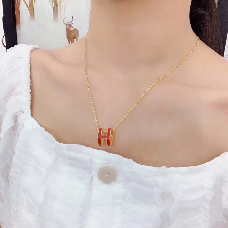 

Brand New Women Necklace Classic H Colour Enamels Necklace Fine Jewelry Luxury French Style Hot sale Top quality