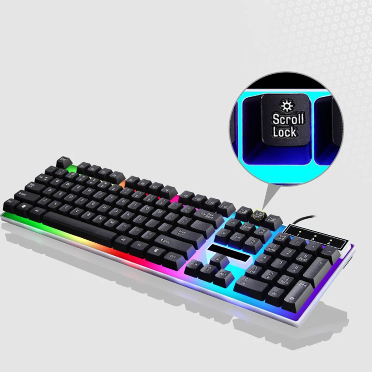 

Wired Gaming Keyboard Mouse Set 104 Keys Wired USB Keyboard Mouse With RGB Backlit 1600dpi Adjustable Rainbow Color Backlight