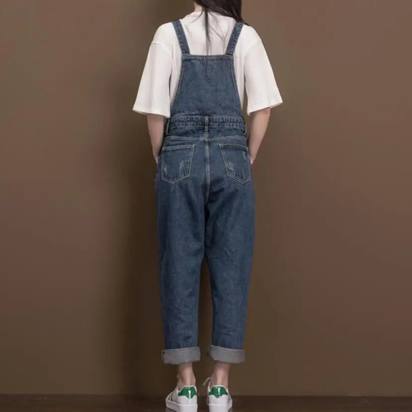 Комбинезон женский джинсовый повседневный винтажный свободный Ромпер из денима