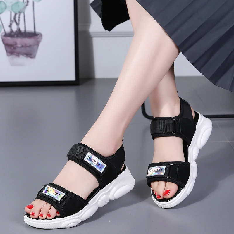 

Summer New Sport Sandals Shoes for Women Outdoor Beach Sandals Shoes Woman Walking Flipflop Slipper Sneakers Heel High 4.5cm