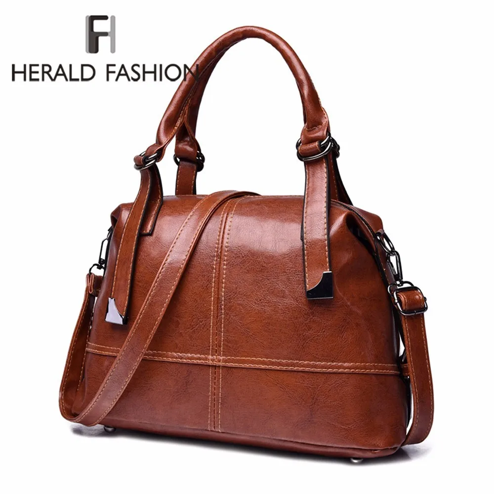 Herald Fashion Женская кожаная сумка Большая вместительная винтажная Сумка-тоут