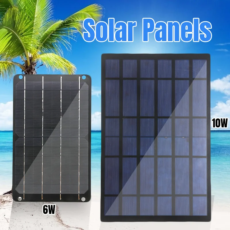 6W/10W 5V USB Solar Charger Solar Panels Charger with USB Port Solar Battery Charger Power for Cell Mobile Phones