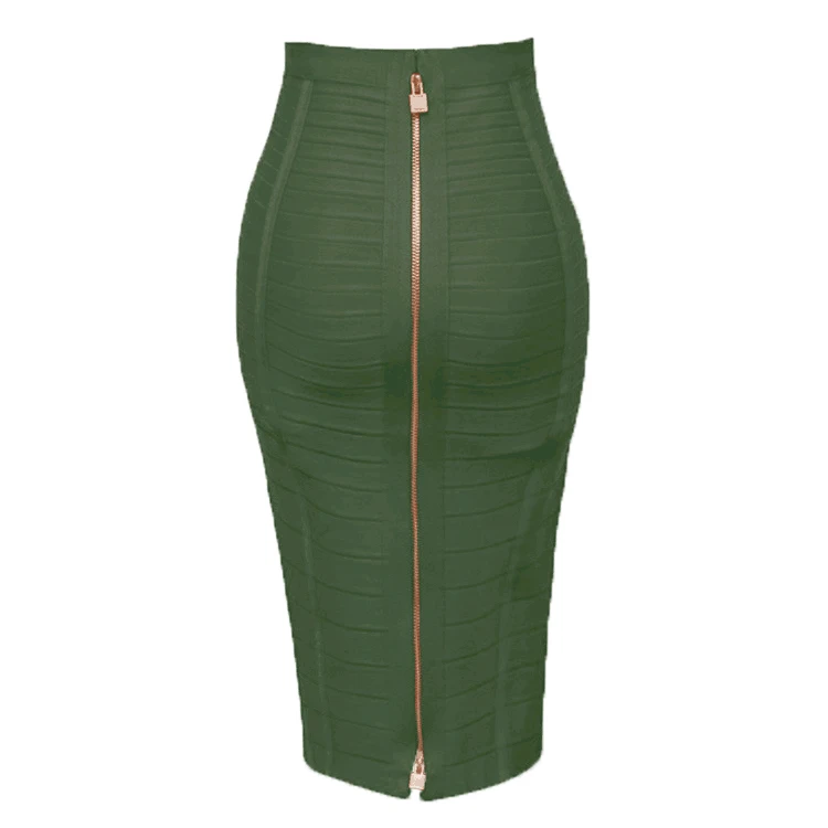 

12 Colors Plus Size XL XXL Sexy Solid Zipper Orange Blue Black Bandage Skirt Women Elastic Bodycon Summer Pencil Skirt 58cm