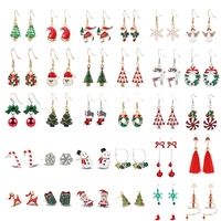 s925 christmas earrings christmas snow elk bells cross border christmas tree drop glue copper ear hook pendant custom