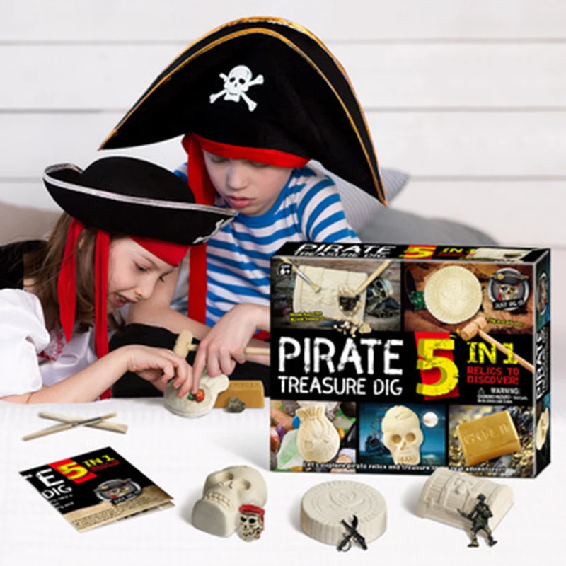 

5-In-1 Educational Children DIY Crafts Toys Archaeological Digging Excavation Tools Assembly Pirate Suit Fossil Excavation Toys