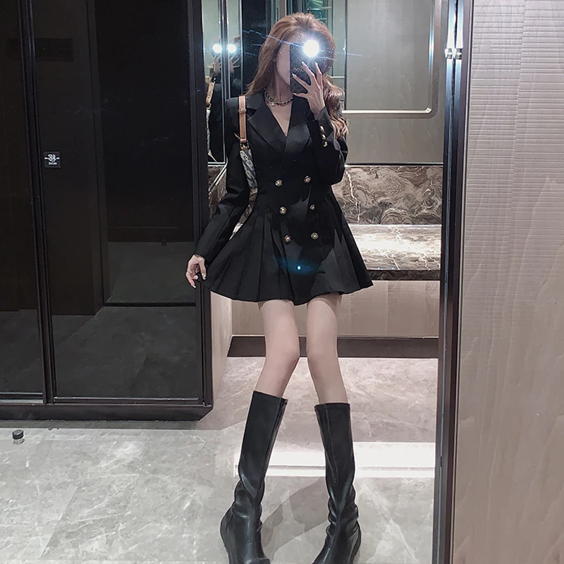 

Blazer Dress Women Korean Long Sleeve Suit Dress Spring One-piece Ladies Casual Office Clothing 2021 Fashion Designer Mini Dress