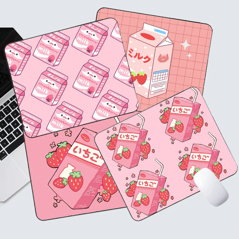 Розовый коврик для мыши с клубничным молоком игровой Настольный офисный