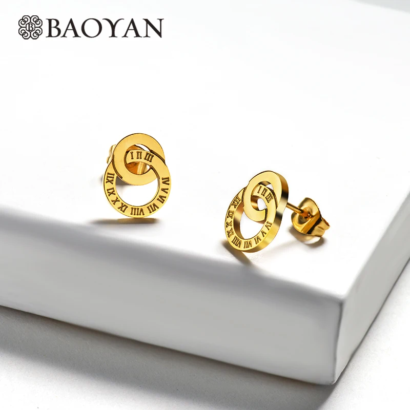 BAOYAN геометрические женские серьги покрытые золотом и серебром маленькие круглые