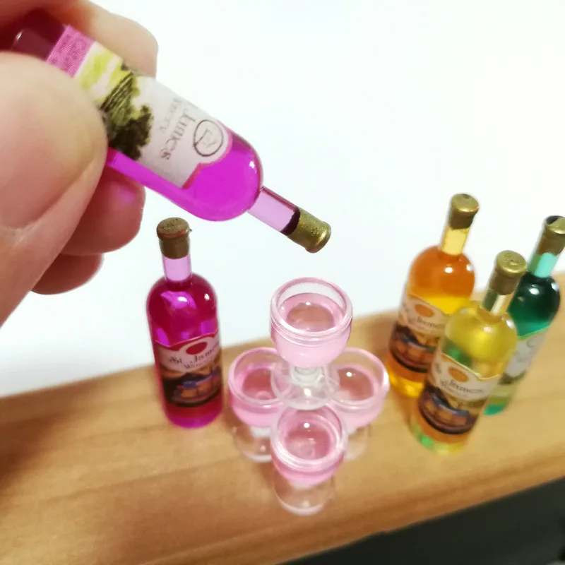 1 комплект Мини бутылки для шампанского + бокал вина чашки миниатюрного