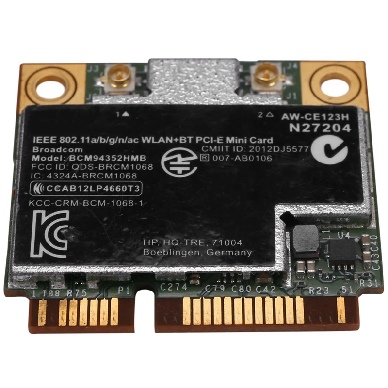 

BCM4352 BCM94352HMB Half Mini PCIe PCI-Express Wireless WIFI WLAN BT Bluetooth Card 802.11AC 867 Mhz for 724935-001