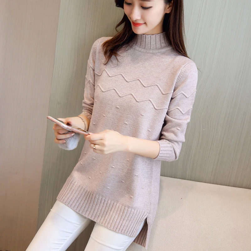 

New Autumn Winter Fashion turtleneck Pullover Sweater Female Loose Short Casual Sweater Warm Long sleeve Knitted Sweater NS4343