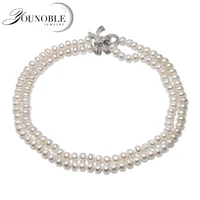 100 real double pearl necklace womenwedding multi layer choker necklace anniversary party gift