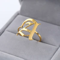 letter initial rings for women stainless steel ring men a z rings anillos mujer alphabet capital ring for girl wholesale