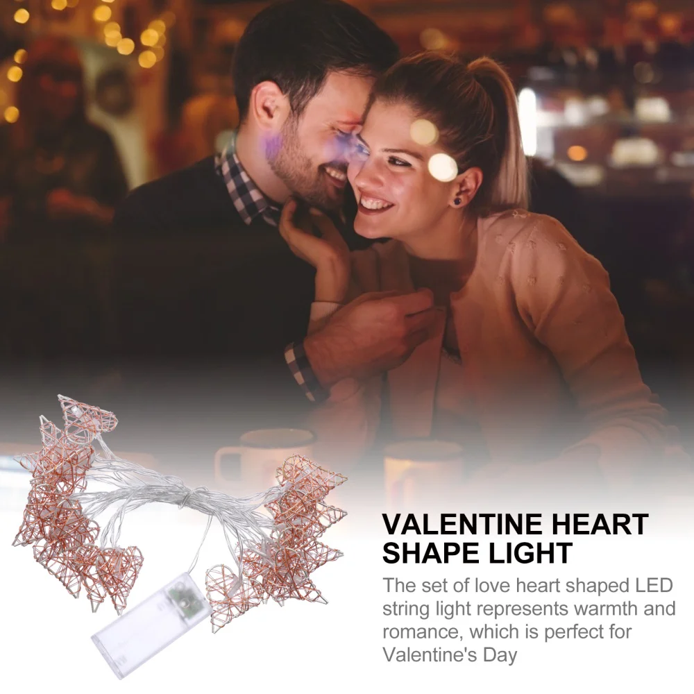 

Love Heart Shape Curtain String Light Valentine's Day Iron Art Decorative Light