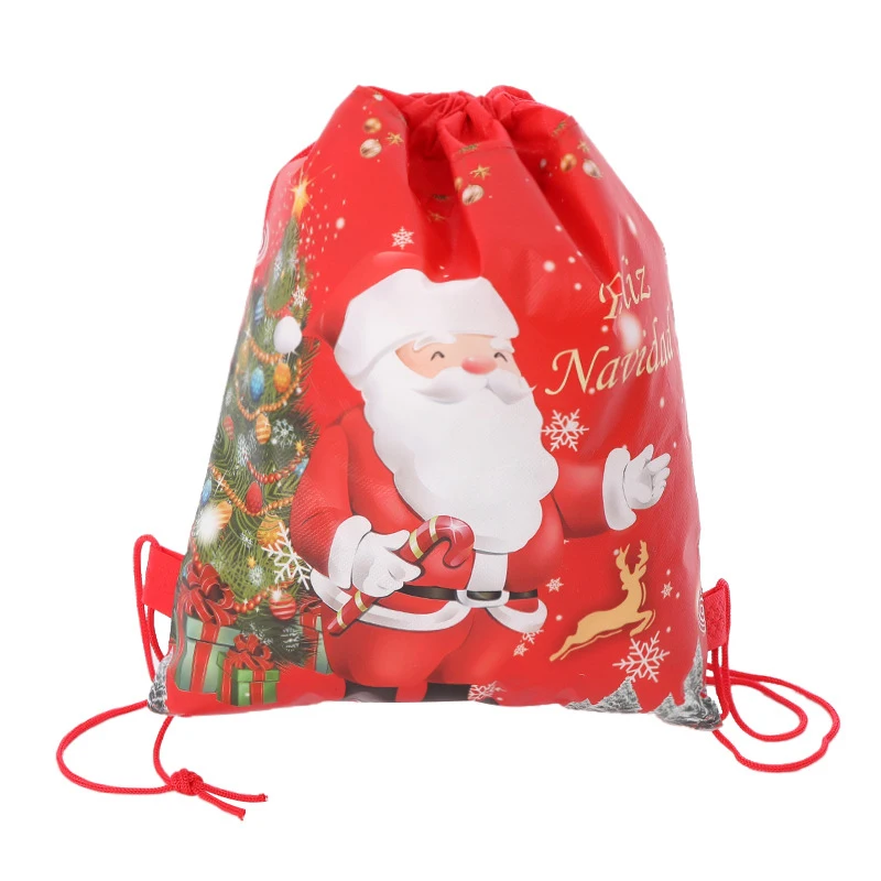 

Non-woven Fabric Drawstring Bags Santa Claus Gift Bag Xmas Sacks Storage Package Christmas Candy Bags New Year Decorations