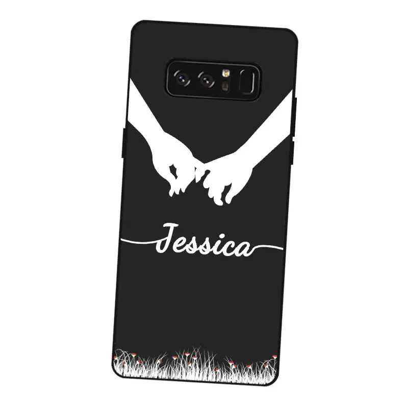 cat Custom Name Text DIY Black Soft TPU Silicone Case Cover For Samsung Galaxy Note 3 4 5 8 9 10 Plus M10 M20 M30 Grand Prime |