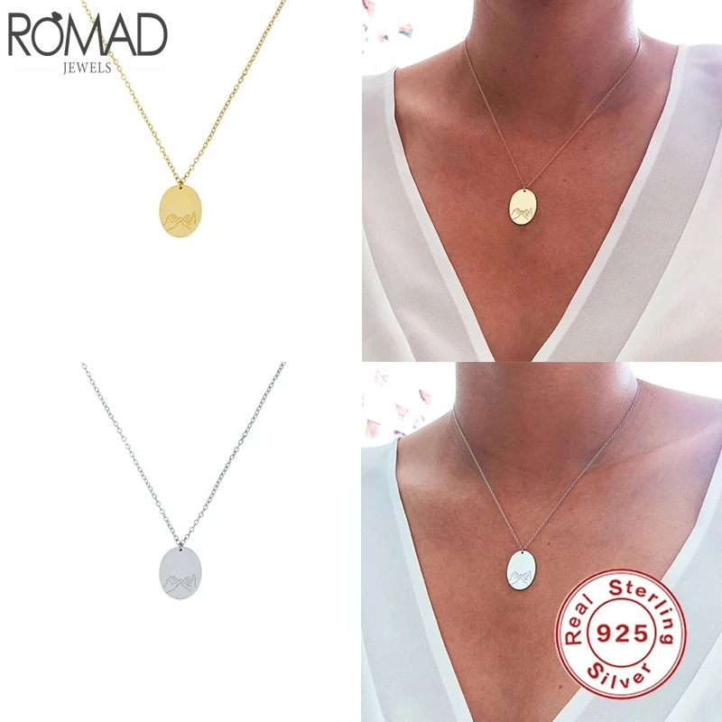 

Romad 100% 925 Sterling Silver Chain Necklaces Fine Jewelry Geometric Choker For Women Gold Necklace Collares naszyjnik W3