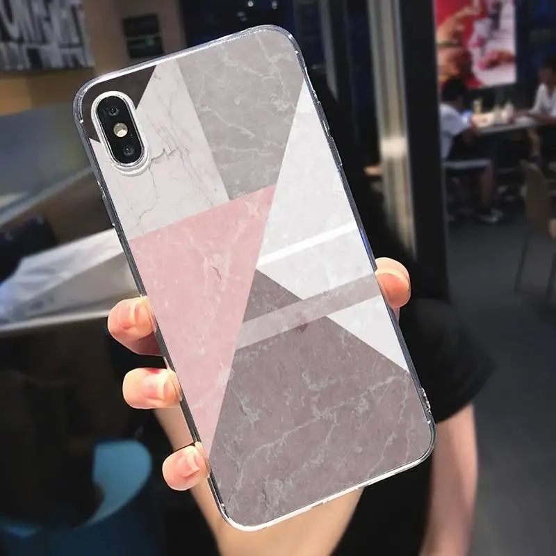 

marble geometry pattern Phone Case Transparent soft For iphone 5 5s 5c se 6 6s 7 8 11 12 plus mini x xs xr pro max