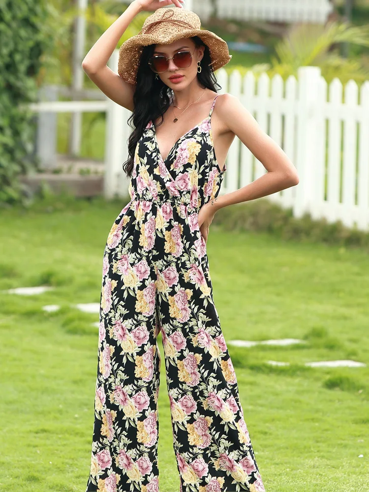 

2021 fashion new print off shoulder suspender rompers womens Jumpsuit one piece outfit women jumpsuits
