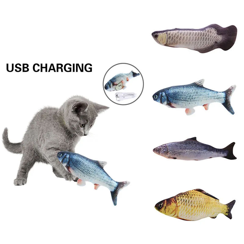 

Игрушка для кошек 30 см, рыба с электрической зарядкой от USB, искусственная танцевальная мягкая рыба, игрушка для кошек, электронная Рыба для ...