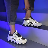 women chunky sneakers vulcanize shoes korean fashion new female black white platform thick sole running casual shoe woman 5cm