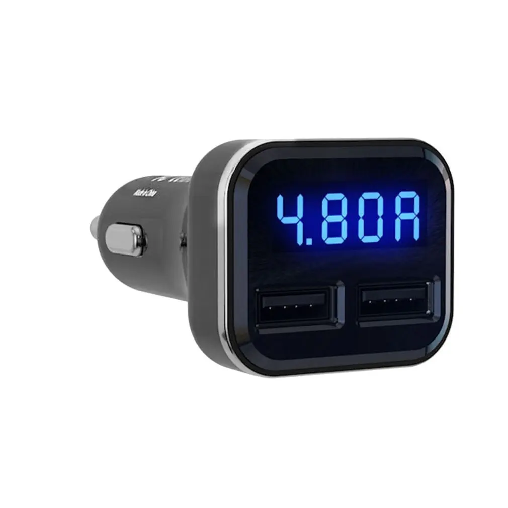 4.8A Intelligent Voltage Current Detection Vehicle Charge Adapter Dual USB Car Charger Display Fast Charging For Mobile Phone |