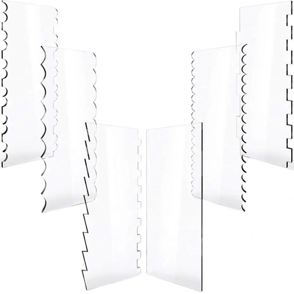 

6 шт./компл. практичный прозрачный акриловый скребок для украшения тортов, прямоугольная отделка торта, более гладкая Прозрачная отделка дл...