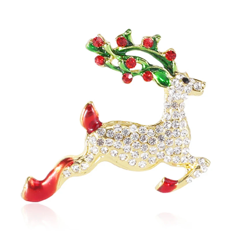 

Blucome Christmas Animal Brooch Rhinestone Elk Corsage for Women Girls Clothes Hat Hijab Pin New Year Accessories Gifts