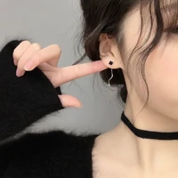 fashion jewelry wave ear line long korean simple earrings black square personality women girl stud earrings