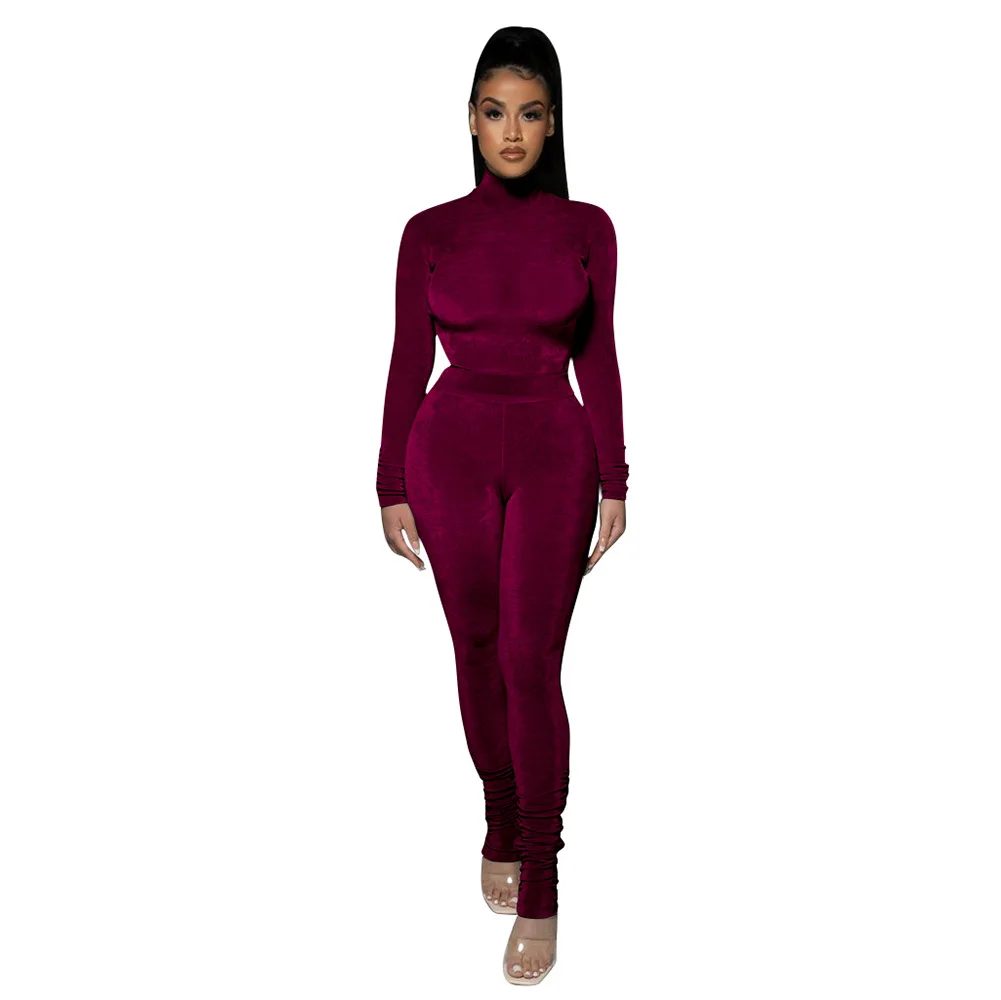 

Casaul Women Two Piece Set Skinny Velvet Matching Set Tracksuit Solid Color Sportsuit Winter Clothes For Women Outfit