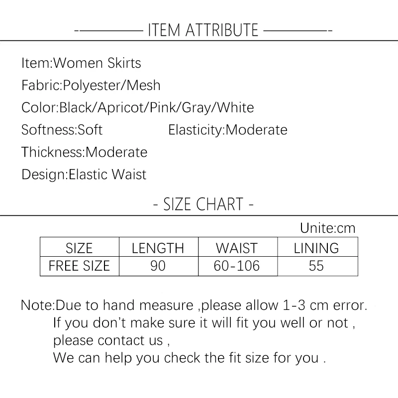 

TFETTERS Solid Color High Waist Midi Skirt Female White Color New Wave Mesh Skirt Women's Irregular Wild Dress