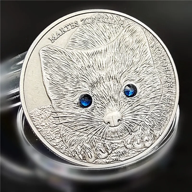 

Sable Mongolian Diamond-studded Animal Coin Collection Commemorative Coin