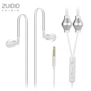 3 5mm binaural air tube earphone anti radiation noise cancelling with microphone transparent vacuum headset free global shipping
