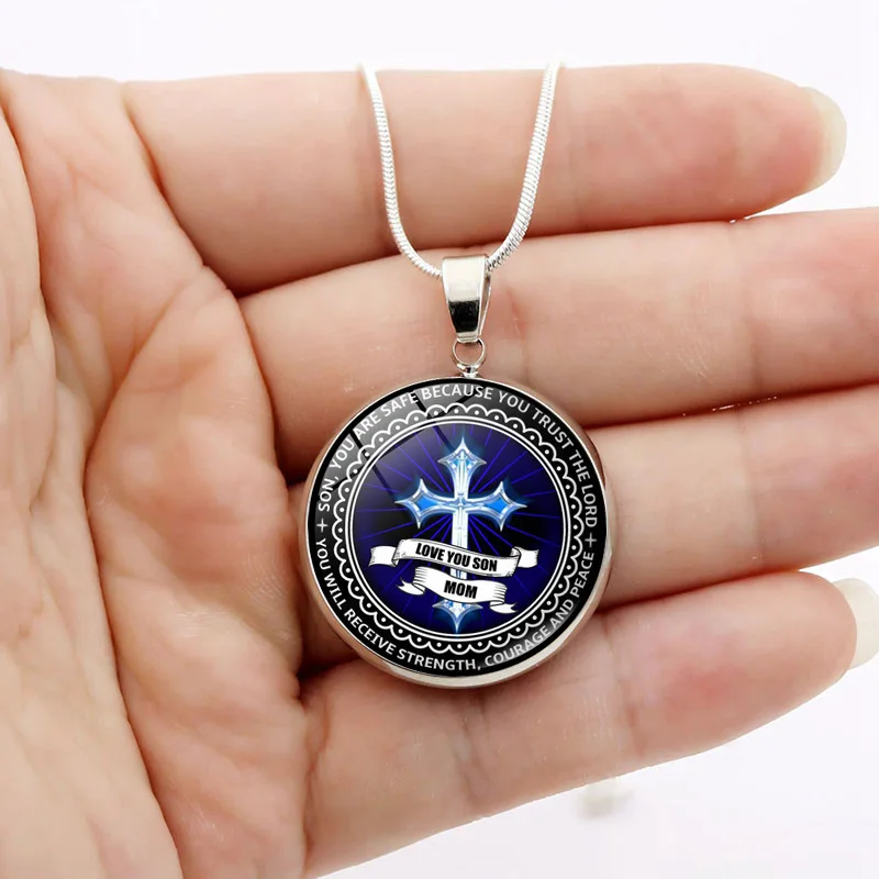 Вдохновляющее вера христианское ожерелье Любовь ты сын мама Цитата Ювелирные