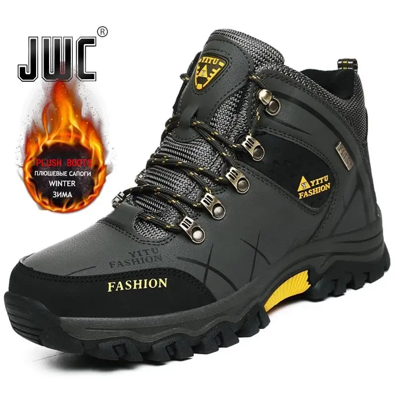 

Winter Men's Snow Boots Plush Warm Men's Boots Waterproof Leather Sneakers Men's Motorcycle Boots Outdoor Winter Male Boots