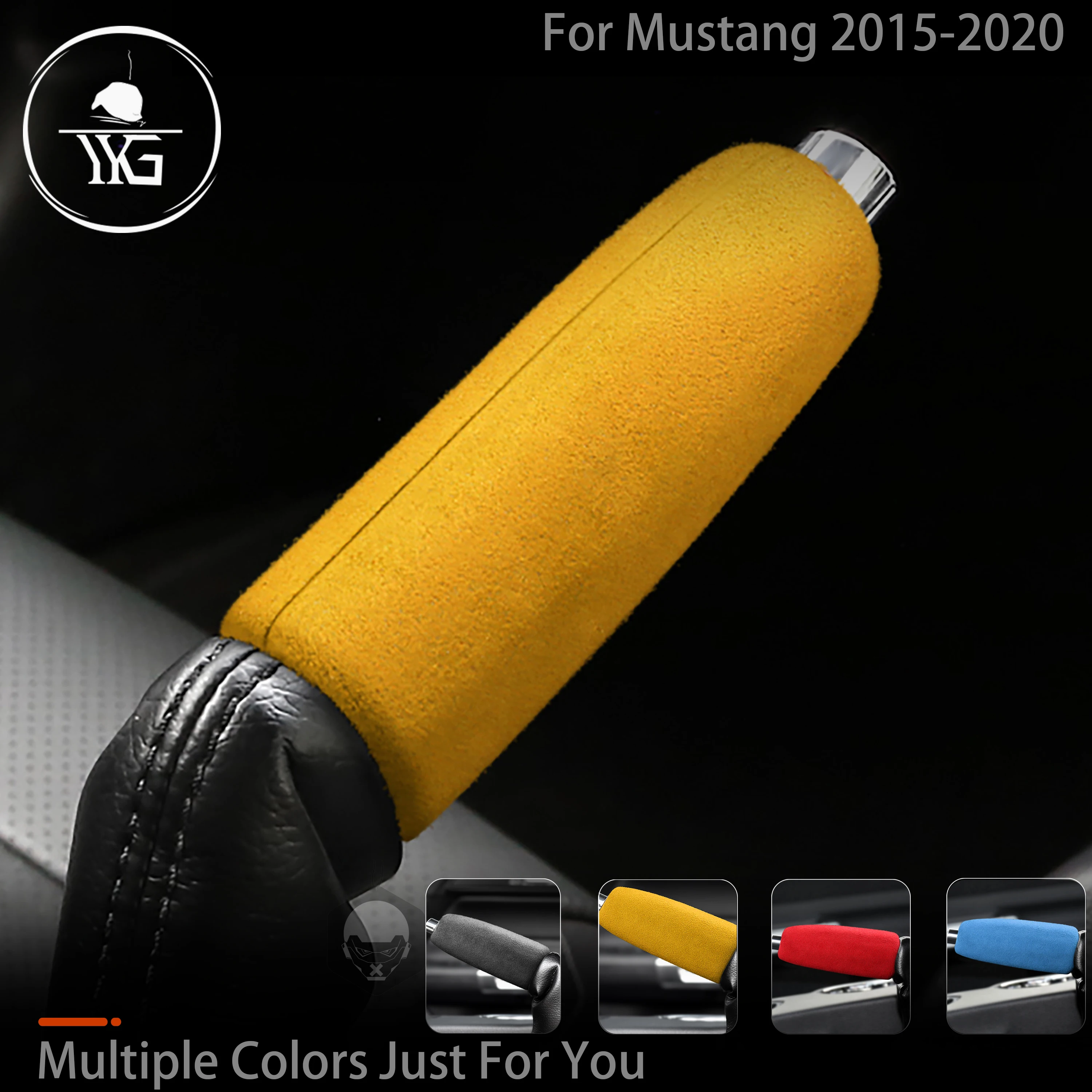 

RRX Turn Fur Suede Wrap Cover For Ford Mustang 2015 2016 2017 2018 2019 2020 2021 2022 Car Handbrake Hand Brake ABS Trim Cap