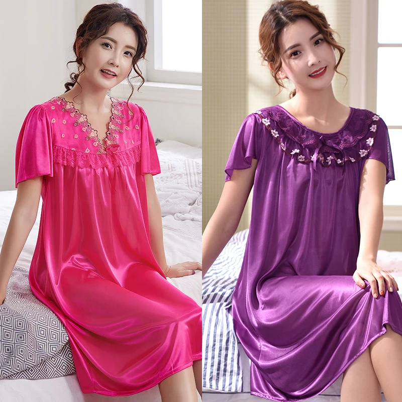 Hot Women Night Gowns Sleepwear Nightwear Long Sleeping Dress Luxury Nightgown Women Casual Night Dress Ladies Home Dressing