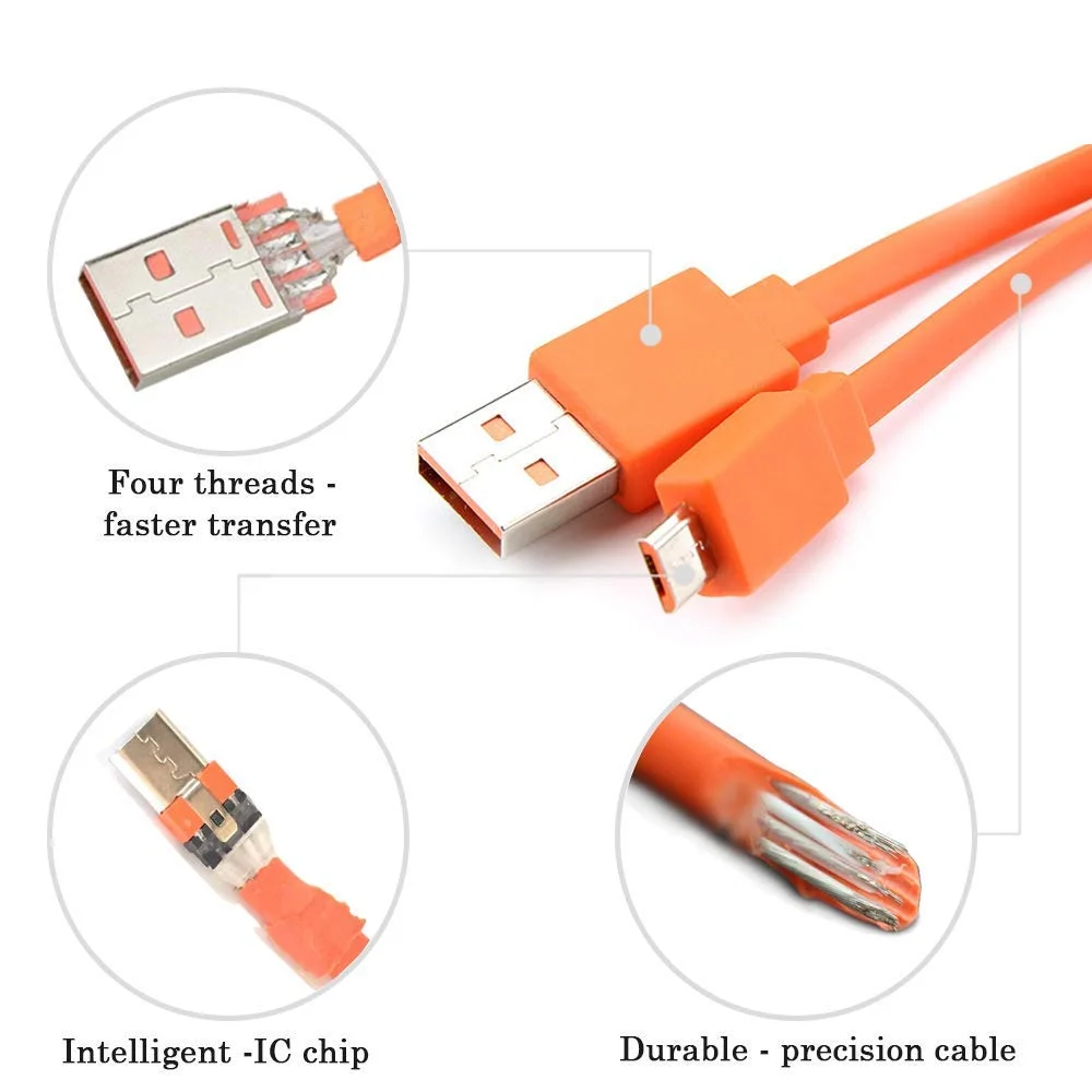 Сменный плоский usb кабель для зарядки JBL Charge 3 2 Flip 4 Pulse Go Trip Clip Micro Plus Link 10