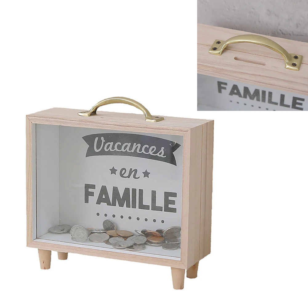 Копилка новинка деревянная копилка для денег прозрачная сохранения/вывода