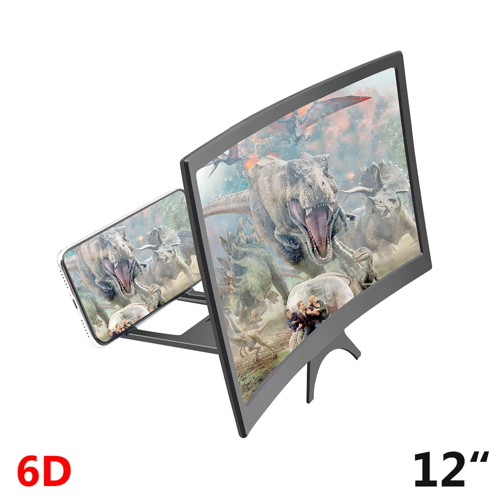 

6D 12 inch Mobile Eye Protection Phone Screen Magnifier HD Non Slip Enlarged Curved Pull Typer Folding Vide Holder Movie Game