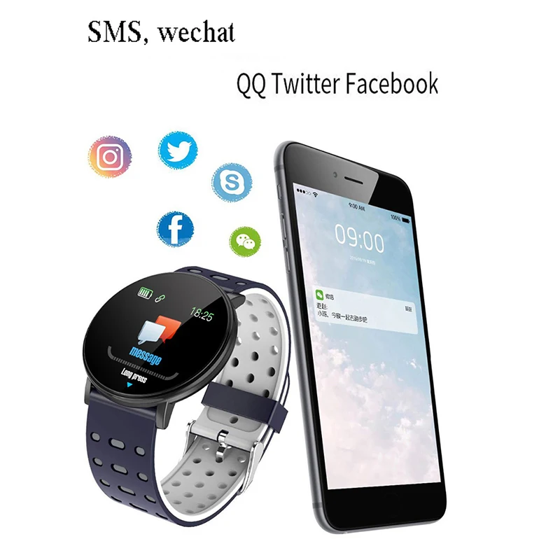 

Waterproof 119 Plus Smart Band Blood Pressure Fitness Tracker Heart Rate Monitor Smart Bracelet Men Women Sports Watch New
