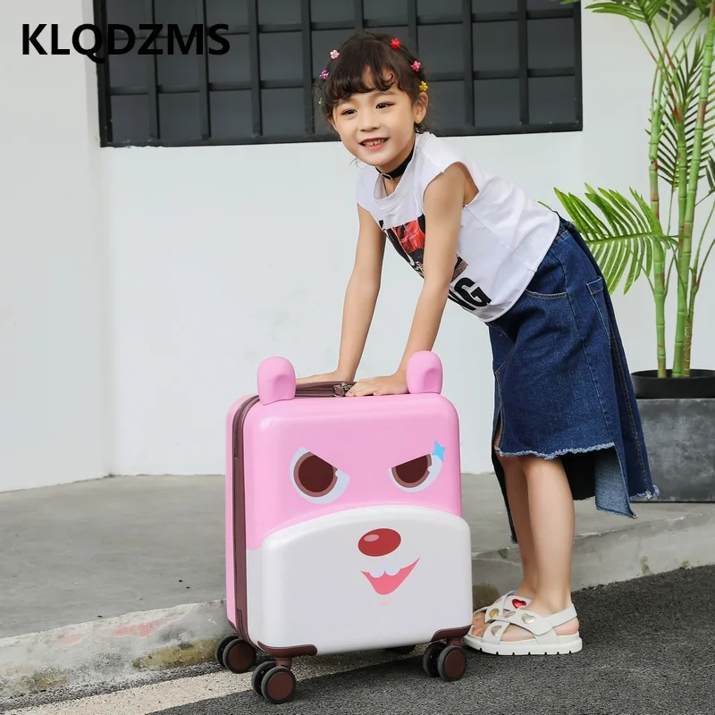 KLQDZMS 18 Inch Cute Children's  Suitcase On Wheels Kids Portable Travel Rolling Luggage Durable Eco-friendly Trolley Case