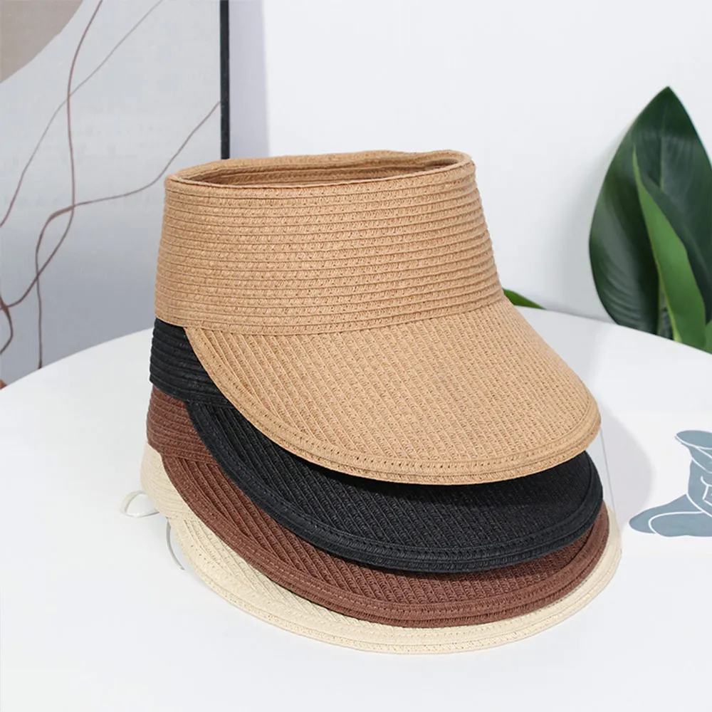 2021 Women's Summer Hat Foldable Portable Beach Straw Cap Sun Visors Protection Outdoor Sport Fishing Wide Brim Female | Аксессуары