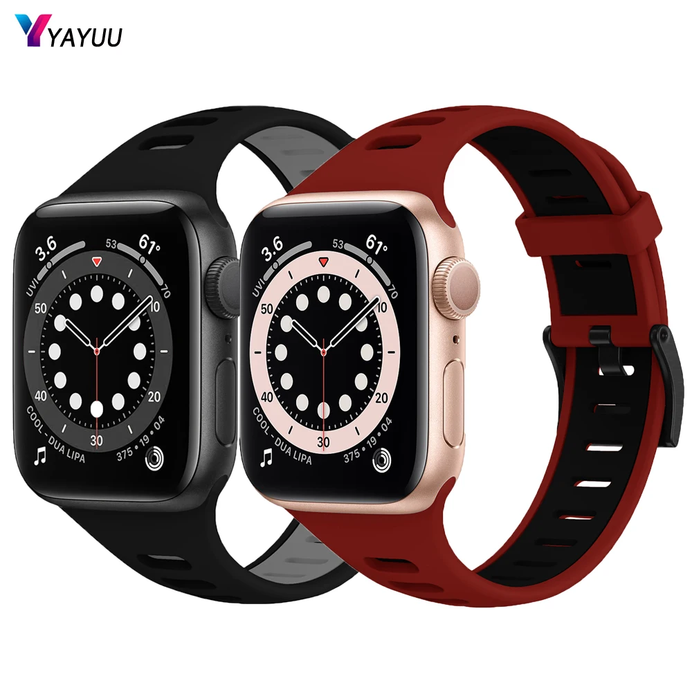 

Ремешок спортивный YAYUU для Apple Watch 38 мм 40 мм 41 мм 42 мм 44 мм 45 мм, мягкий силиконовый Воздухопроницаемый браслет для iWatch Series SE 7 6 5 4 3 2 1