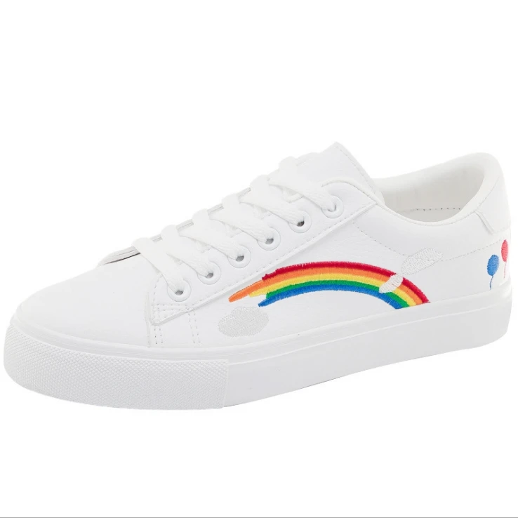 

2019 spring new rainbow wild four seasons white shoes students running Korean casual cute shoes women