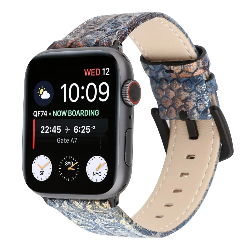 Ремешок Змеиный в стиле ретро для Apple Watch Band Series 4 3 2 1 кожаный сменный Браслет iWatch 44