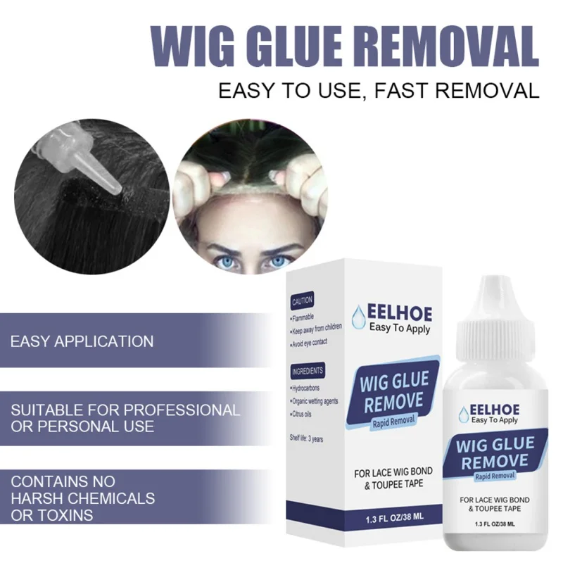 

38ml Liquid Hair Replacement Adhesive Extended Hairline Hair Extensions Lace Wig Glue Clear InvisibleAdhesive Removal