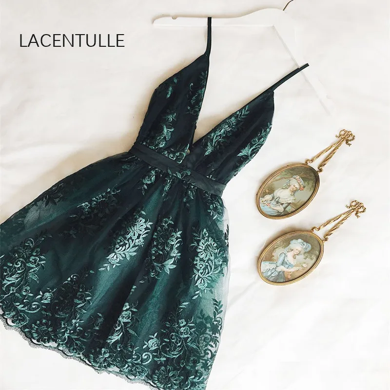 Короткое вечернее платье Hoco с V образным вырезом и перекрестной спинкой|Платья